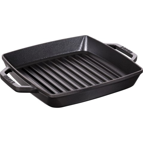 Kwadratowa patelnia żeliwna grillowa Staub z dwoma uchwytami - 23 cm, Czarny Kwadratowa patelnia żeliwna grillowa Staub z dwoma uchwytami - 23 cm, Czarny