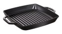 Kwadratowa patelnia żeliwna grillowa Staub z dwoma uchwytami - 28 cm, Czarny