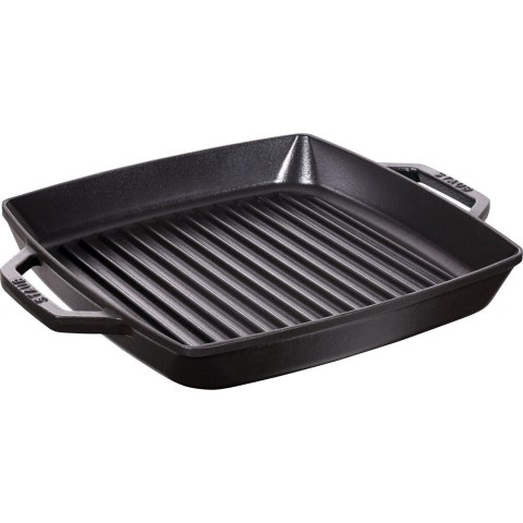 Kwadratowa patelnia żeliwna grillowa Staub z dwoma uchwytami - 28 cm, Czarny Kwadratowa patelnia żeliwna grillowa Staub z dwoma uchwytami - 28 cm, Czarny