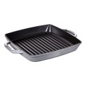 Kwadratowa patelnia żeliwna grillowa Staub z dwoma uchwytami - 28 cm, Grafitowy