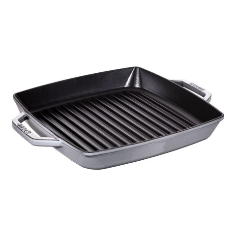 Kwadratowa patelnia żeliwna grillowa Staub z dwoma uchwytami - 28 cm, Grafitowy