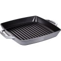 Kwadratowa patelnia żeliwna grillowa Staub z dwoma uchwytami - 28 cm, Grafitowy