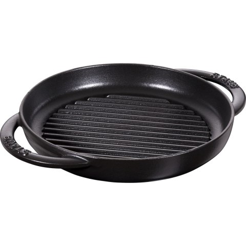 Okrągła patelnia żeliwna grillowa Staub z dwoma uchwytami - 22 cm, Czarny Okrągła patelnia żeliwna grillowa Staub z dwoma uchwytami - 22 cm, Czarny