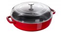 Patelnia żeliwna z dwoma uchwytami i pokrywką Staub - 28 cm, Czerwony
