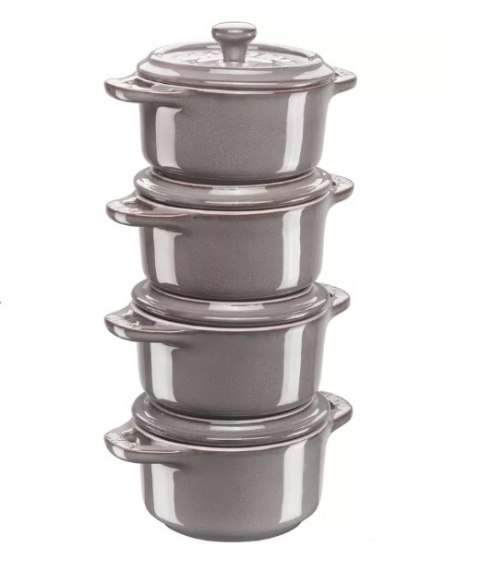 Staub Mini Cocotte Okrągły, 4 szt. - 200 ml, Antyczny szary Staub Mini Cocotte Okrągły, 4 szt. - 200 ml, Antyczny szary