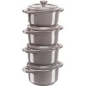 Staub Mini Cocotte Okrągły, 4 szt. - 200 ml, Antyczny szary
