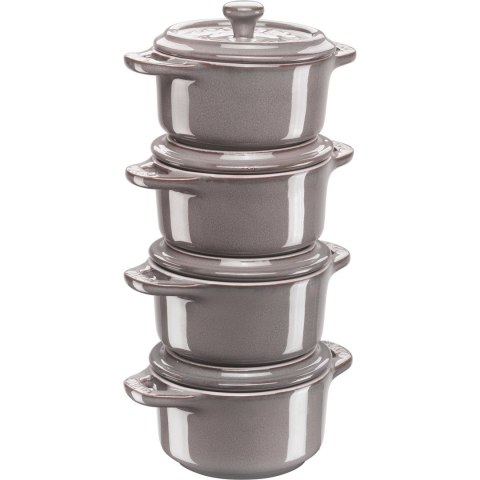 Staub Mini Cocotte Okrągły, 4 szt. - 200 ml, Antyczny szary Staub Mini Cocotte Okrągły, 4 szt. - 200 ml, Antyczny szary