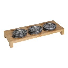 Stojak drewniany na 3 Mini Cocotte Staub - Brązowy
