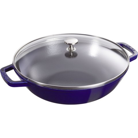 Wok żeliwny z pokrywką Staub - 30 cm, Niebieski Wok żeliwny z pokrywką Staub - 30 cm, Niebieski