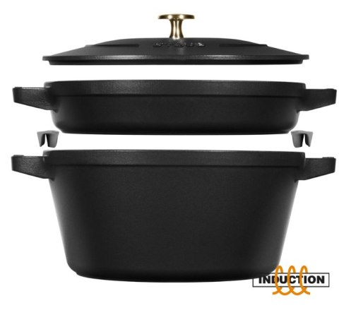 Zestaw 2 naczyń żeliwnych z pokrywką Staub - 24 cm, Czarny Zestaw 2 naczyń żeliwnych z pokrywką Staub - 24 cm, Czarny
