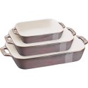 Zestaw 3 prostokątnych półmisków ceramicznych Staub - Antyczny szary