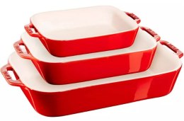 Zestaw 3 prostokątnych półmisków ceramicznych Staub - Czerwony