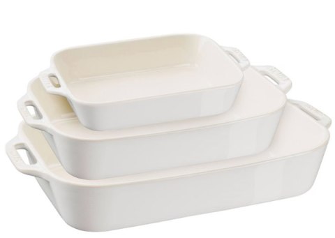 Zestaw 3 prostokątnych półmisków ceramicznych Staub - Kość słoniowa Zestaw 3 prostokątnych półmisków ceramicznych Staub - Kość słoniowa