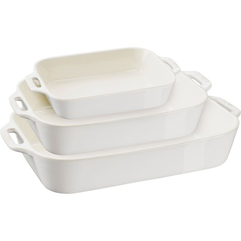 Zestaw 3 prostokątnych półmisków ceramicznych Staub - Kość słoniowa Zestaw 3 prostokątnych półmisków ceramicznych Staub - Kość słoniowa