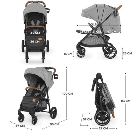 Kinderkraft Wózek spacerowy GRANDE PLUS GREY Kinderkraft Wózek spacerowy GRANDE PLUS GREY