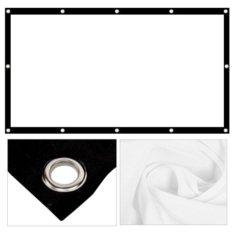 MACLEAN PROJECTION SCREEN, 120", 265X149CM, 25MM 16:9 BORDER, TENSION HOOKS, WHITE MC-982 MACLEAN PROJECTION SCREEN, 120", 265X149CM, 25MM 16:9 BORDER, TENSION HOOKS, WHITE MC-982