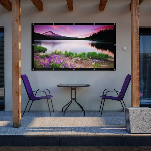 MACLEAN PROJECTION SCREEN, 120", 265X149CM, 25MM 16:9 BORDER, TENSION HOOKS, WHITE MC-982 MACLEAN PROJECTION SCREEN, 120", 265X149CM, 25MM 16:9 BORDER, TENSION HOOKS, WHITE MC-982