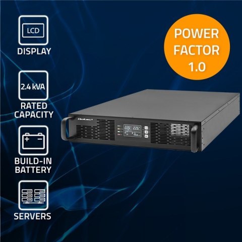 QOLTEC ZASILACZ AWARYJNY UPS DO RACK | 2.4KVA | 2400W | POWER FACTOR 1.0 | LCD | EPO | USB | ON-LINE QOLTEC ZASILACZ AWARYJNY UPS DO RACK | 2.4KVA | 2400W | POWER FACTOR 1.0 | LCD | EPO | USB | ON-LINE
