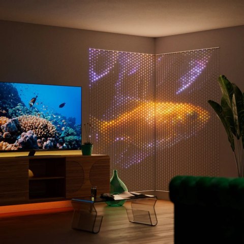 Twinkly Matrix - 500 RGB LED Lampki w kształcie pereł, przezroczysty przewód, 1.7x7.8ft typ wtyczki F Twinkly Matrix - 500 RGB LED Lampki w kształcie pereł, przezroczysty przewód, 1.7x7.8ft typ wtyczki F