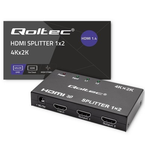QOLTEC ROZDZIELACZ SPLITTER 2XHDMI 4KX2K | 3.4GB/S QOLTEC ROZDZIELACZ SPLITTER 2XHDMI 4KX2K | 3.4GB/S