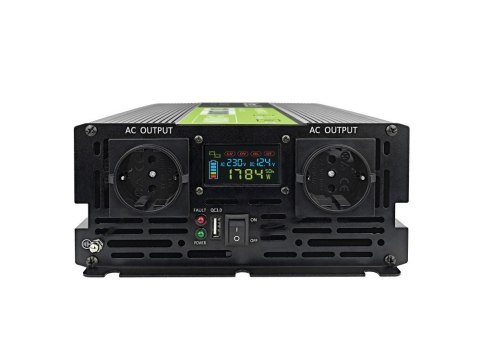 PRZETWORNICA NAPIĘCIA Green Cell PowerInverter LCD 12V -> 230V 2000W/4000W CZYSTA SINUSOIDA PRZETWORNICA NAPIĘCIA Green Cell PowerInverter LCD 12V -> 230V 2000W/4000W CZYSTA SINUSOIDA
