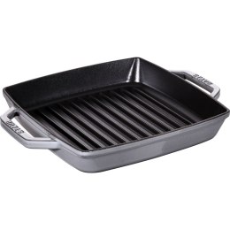 Kwadratowa patelnia żeliwna grillowa Staub z dwoma uchwytami - 23 cm, Grafitowy