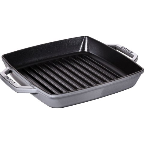 Kwadratowa patelnia żeliwna grillowa Staub z dwoma uchwytami - 23 cm, Grafitowy Kwadratowa patelnia żeliwna grillowa Staub z dwoma uchwytami - 23 cm, Grafitowy