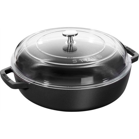 Patelnia żeliwna z dwoma uchwytami i pokrywką Staub - 24 cm, Czarny Patelnia żeliwna z dwoma uchwytami i pokrywką Staub - 24 cm, Czarny