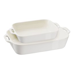 Zestaw 2 prostokątnych półmisków ceramicznych Staub - Kość słoniowa