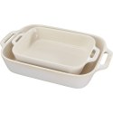 Zestaw 2 prostokątnych półmisków ceramicznych Staub - Kość słoniowa