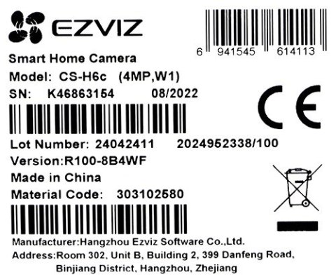 Kamera IP EZVIZ H6C 2K+ (Indoor PT) Kamera IP EZVIZ H6C 2K+ (Indoor PT)