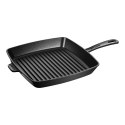 Kwadratowa patelnia żeliwna grillowa Staub - 26 cm, Czarny