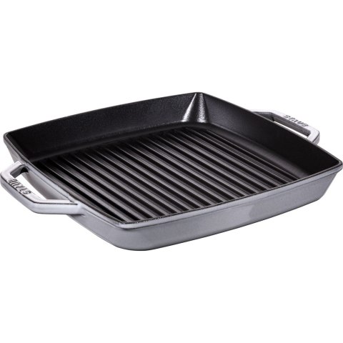 Kwadratowa patelnia żeliwna grillowa Staub z dwoma uchwytami - 33 cm, Grafitowy Kwadratowa patelnia żeliwna grillowa Staub z dwoma uchwytami - 33 cm, Grafitowy