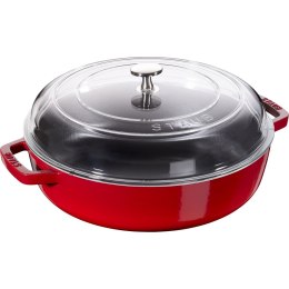 Patelnia żeliwna z dwoma uchwytami i pokrywką Staub - 26 cm, Czerwony
