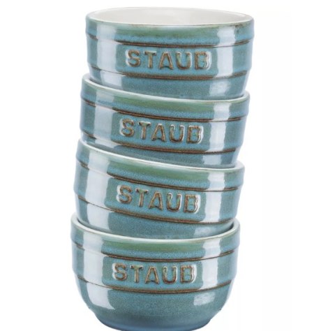 Staub Mini Ramekin Okrągły, 4 szt. - 200 ml, Antyczny turkusowy Staub Mini Ramekin Okrągły, 4 szt. - 200 ml, Antyczny turkusowy