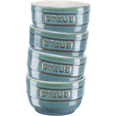 Staub Mini Ramekin Okrągły, 4 szt. - 200 ml, Antyczny turkusowy Staub Mini Ramekin Okrągły, 4 szt. - 200 ml, Antyczny turkusowy