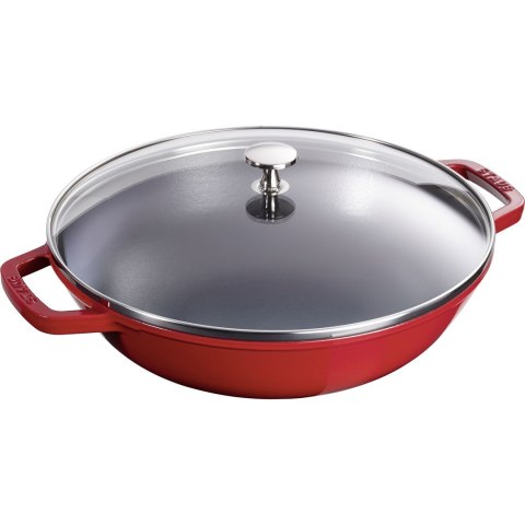 Wok żeliwny z pokrywką Staub - 30 cm, Czerwony Wok żeliwny z pokrywką Staub - 30 cm, Czerwony