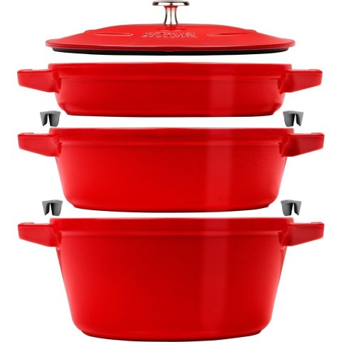 Zestaw 3 naczyń żeliwnych z pokrywką Staub - 24 cm, Czerwony Zestaw 3 naczyń żeliwnych z pokrywką Staub - 24 cm, Czerwony
