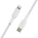 BELKIN KABEL BRAIDED USB-C - LIGHTNING, 1M, BIAŁY