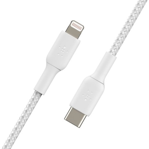 BELKIN KABEL BRAIDED USB-C - LIGHTNING, 1M, BIAŁY BELKIN KABEL BRAIDED USB-C - LIGHTNING, 1M, BIAŁY