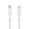BELKIN KABEL BRAIDED USB-C - LIGHTNING, 1M, BIAŁY