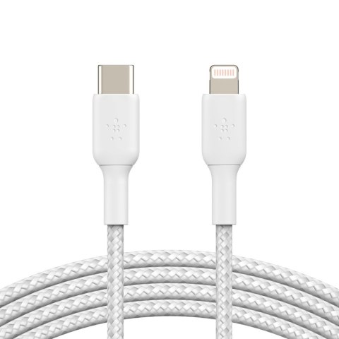 BELKIN KABEL BRAIDED USB-C - LIGHTNING, 1M, BIAŁY BELKIN KABEL BRAIDED USB-C - LIGHTNING, 1M, BIAŁY