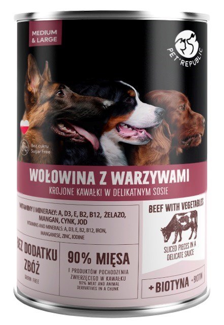 PetRepublic puszka dla psa wołowina, warzywa 1250 g PetRepublic puszka dla psa wołowina, warzywa 1250 g