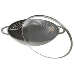 Wok żeliwny z pokrywką Staub - Grafitowy, 37 cm