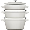 Zestaw 3 naczyń żeliwnych z pokrywką Staub - 24 cm, Biała trufla