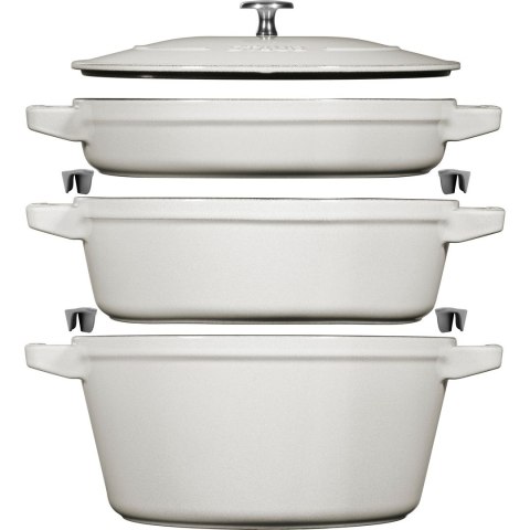 Zestaw 3 naczyń żeliwnych z pokrywką Staub - 24 cm, Biała trufla Zestaw 3 naczyń żeliwnych z pokrywką Staub - 24 cm, Biała trufla