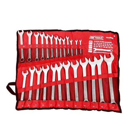 AWTOOLS KLUCZ KOMPLET PŁASKO-OCZKOWY 25szt. /6mm-32mm AWTOOLS KLUCZ KOMPLET PŁASKO-OCZKOWY 25szt. /6mm-32mm