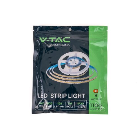 Taśma LED V-TAC SMD2835 840LED 24V IP20 5mb 12W/m VT-2835 168 6500K 1680lm Taśma LED V-TAC SMD2835 840LED 24V IP20 5mb 12W/m VT-2835 168 6500K 1680lm