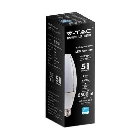 Żarówka LED V-TAC SAMSUNG CHIP 60W E40 VT-260 6500K 6500lm 5 Lat Gwarancji Żarówka LED V-TAC SAMSUNG CHIP 60W E40 VT-260 6500K 6500lm 5 Lat Gwarancji