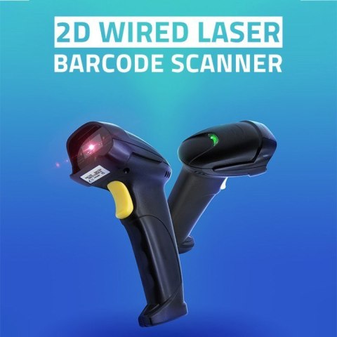 Qoltec Laserowy czytnik kodów kreskowych 1D | 2D | czarny Qoltec Laserowy czytnik kodów kreskowych 1D | 2D | czarny